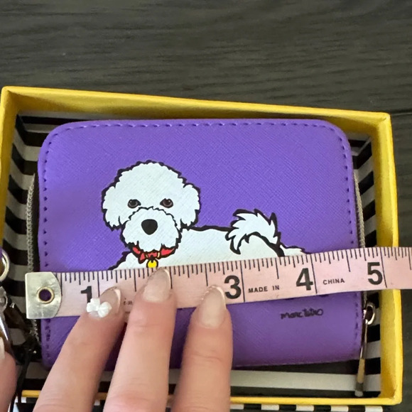 Marc Tetro White Bichon Frise Striped Purple and Black Wallet - Picture 4 of 8